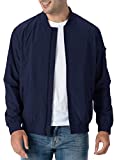 Rdruko Men's Running Jacket Casual Windbreaker Softshell Flight Bomber Jacket Varsity Coat(Navy, US L)