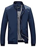 Tanming Men's Casual Slim Fit Lightweight Zip Up Softshell Bomber Jacket (XX-Large, Blue)