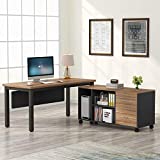 Tribesigns L-Shaped Computer Desk with Storage Drawers Cabinet Set, Large Executive Office Desk with Shelves, Industrial Business Furniture Workstation for Home Office, Rustic Walnut