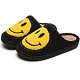 Smiley Face Slippers,Retro Soft Plush Lightweight House Slippers Slip-on Cozy Indoor Outdoor Slippers,Slip on Anti-Skid Sole