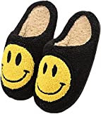 Smiley Face Slippers,Retro Soft Plush Lightweight House Slippers Slip-on Cozy Indoor Outdoor Slippers