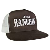 Rodeo Time Just Ranchin Brown & White Mesh Flatbill