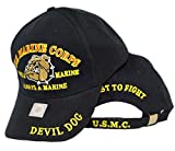 Marines Once a Marine Corps EGA Devil Dog First to Fight Embroidered Cap Hat Black