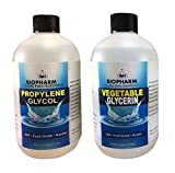 Propylene Glycol and Vegetable Glycerin by Biopharm – Pack of 2 PG and VG – 500 ml Food-Grade Kosher Liquids – Pure Vegetable Glycerin Kit for Fragrances and Cosmetics – Dispensing Caps Included