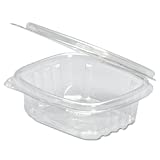 Genpak AD04 | 4oz Clear PET Hinged Deli Container | Recyclable, Made with up to 30% Post-Consumer Content, BPA Free, Made in The USA | 4.13" x 3.75" x 1.38" Case Count 400