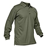 MAGCOMSEN Polo Shirts for Men Long Sleeve Fishing Shirts Work Shirts for Men 3 Buttons Pique Polo Shirt Tactical Polo for Men Green