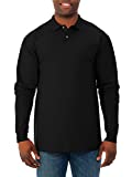 Jerzees Men's SpotShield Stain Resistant Polo Shirts (Short & Long, Long Sleeve-Black, Medium