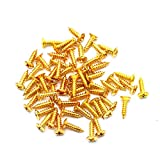 GETMusic 3MM Electric Guitar Bass Pickguard Screws Pick Guards Scratch Plate Mounting Screws for Fender Strat ST Tele TL Stratocaster Telecaster Gibson LP Les Paul SG Guitar Pack of 50 (Gold)