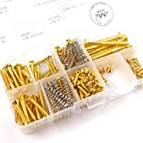 MAKA Guitar Screw Kit Assortment Box Kit for Electric Guitar Bridge, Pickup, Pickguard, Tuner, Switch, Neck Plate, with Springs, 9 Types, Total 149 Screws, Gold