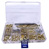 Jiayouy 268 Pieces Guitar Mounting Screws Assortment Box 9 Types Electric Guitar Screw Kit for Electric Guitar Bridge, Pickup, Pickguard, Tuner, Switch, Neck Plate with Springs and Tweezers Gold