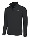 Willit Men's Fleece Golf Pullover Sweaters Quarter-Zip Hiking 1/4 Zip Thermal Jacket Lightweight Black M