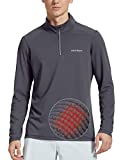 HOTSUIT 1/4 Zip Pullover Mens Quarter Zip Running Shirt Long Sleeve Fleece Quick Dry Lightweight Workout Golf Tennis Shirts Gray L