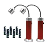 Elite Brands USA BBQ Grill LED Light with Magnetic Base, Flexible Gooseneck, Multipurpose Usage for Barbecue Grilling Camping Emergency, Batteries Included, Value Pack of 2 (Red)