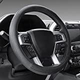 SEG Direct Car Steering Wheel Cover for F-150 Tundra Range Rover 15.5-16 inch, Black Microfiber Leather