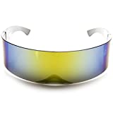 zeroUV - 80s Futuristic Cyclops Cyberpunk Visor Sunglasses with Semi Translucent Mirrored Lens (Sun)