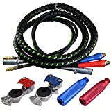 boeray 3 in 1 15 Ft Length Wrap Heavy Duty 7 Way Truck Tractor Trailer Rig Electric Cable Wrap Cord ABS & Air Line Hose Assembly with Aluminum Emergency Universal Glad Hands and Anodized Glad Handle