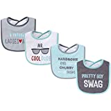 Hudson Baby Unisex Baby Cotton Terry Drooler Bibs with Fiber Filling, Pretty Boy Swag, One Size