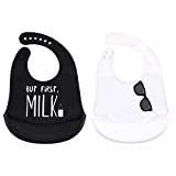 Little Treasure Unisex Baby Silicone Bibs, But First Milk, One Size
