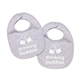 Drinking Buddies Bibs - Twins Baby Bibs For Boys and Girls - Funny Twin Baby Set, 100% Soft Cotton Baby Bibs, Unisex Twin Baby Bibs in Baby Blue - Twinstuff (Gray)