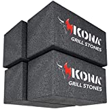 Kona Grill Stone Cleaning Blocks - Large Brick Cleaners for Flat Tops, Griddles, Grills - Natural Lava Pumice Rock 8 x 4 x 4 Inch (Set of 4) Commercial Quality