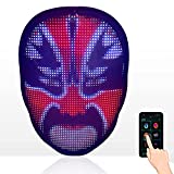 HIOUME LED Lighted Face Transforming Mask, Shining Mask for Fun Parties Birthday Christmas Festival Cosplay Halloween Costume, APP or Gesture Control, Rechargeable