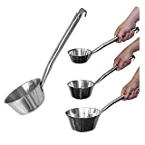 Stainless Steel Dipper, Ladle for Commercial & Home, Multi-Purpose Canning Ladle, No Pain, Long and Smooth Handle, Large Oversized Scoop With Hook, Made in Korea (Small, Medium & Large (Set of 3))