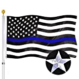 Embroidered Police Blue Line American Flags 3x5 Outdoor- Heavy Duty Blue Lives Matter USA Flag- 210D Nylon Flags 4 Rows Stitches Embroidered Stars