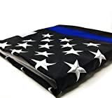 Thin Blue Line Flag: 3x5 ft with Embroidered Stars - Sewn Stripes - Brass Grommets - UV Protection - Black White and Blue American Police Flag Honoring Law Enforcement Officers