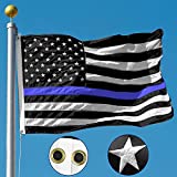 TOPFLAGS Thin Blue Line Flag 3X5 Heavy Duty Outdoor - American Police Flag 3X5 FT with Embroidered Star, Brass Grommets, Sewn Stripes, Blue Lives Matter Flag (3X5 FT)
