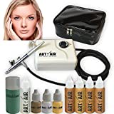 Art of Air MEDIUM Complexion Professional Airbrush Cosmetic Makeup System / 4pc Foundation Set with Blush, Bronzer, Shimmer and Primer Makeup Airbrush Kit
