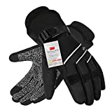 Waterproof & Windproof Winter Gloves for Men and Women,-30°F 3M Thinsulate Thermal Gloves Touch Screen Warm Gloves for Skiing,Cycling,Motorcycle,Running,Outdoor Sports-Black-L