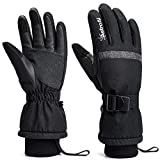 AstroAI Ski Gloves,Winter Gloves Waterproof & Windproof Snowboard Snow Gloves Touchscreen Gloves for Men & Women - with Wrist Leashes for Hiking Running,Driving,Outdoor Work,Black-L
