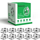 Sheboren Hose Clamps Stainless Steel, 20PK SAE#10 Worm Gear Hose Clamps, Clamping Range 1/2" to 1-1/16"(12mm-27mm), 1/2’' Hose Clamps, 3/4'', 1’’ Hose Clamps for Automotive Plumbing