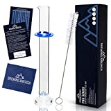 Glass Hydrometer Test Tube Jar & Cylinder Brush - Narrow Flask for Alcohol Testing Moonshine, Homebrew Beer, Home Wine Making Kits, Borosilicate Glass 3.3