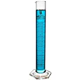 100ml Graduated Cylinder, Borosilicate 3.3 Glass, Single Metric Scale, Class B, Karter Scientific 213I12 (Single)