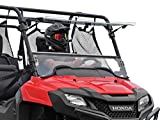 SuperATV Scratch Resistant Flip Windshield for 2014+ Honda Pioneer 700/700-4 | Made in USA | 250 Times Stronger than Glass | Can be set to Open, Vented, or Fully Closed!