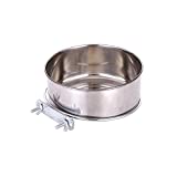 Pet Food Water Bowl with Clamp Holder Stainless Steel Coop Cup Hanging Feeder for Dog Bird Parrot Cat Rabbit (L)