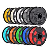 SUNLU PLA Filament 1.75mm 10KG (22LBS) PLA 3D Filament for 3D Printer & 3D Pens Tolerance Accuracy +/- 0.02 mm, 10x1KG (10 Colors)