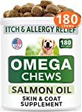 BARK&SPARK Omega 3 for Dogs - 180 Fish Oil Treats for Dog Shedding, Skin Allergy, Itch Relief, Hot Spots Treatment - Joint Health - Skin and Coat Supplement - EPA & DHA Fatty Acids - Salmon Oil