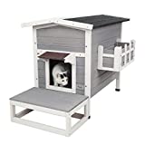 Petsfit Large Outdoor Cat House Waterproof, Outside Feral Cat Shelter with Escape Door & Stair Weatherproof