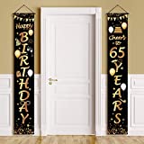 2 Pieces 65th Birthday Party Decorations Cheers to 65 Years Banner Porch Sign Door Hanging Banner 65th Party Decorations Welcome Porch Sign for 65 Years Birthday Supplies, 71 x 12 Inches