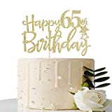 Gold Glitter Happy 65th Birthday Cake Topper,Hello 65, Cheers to 65 Years,65 & Fabulous Party Decoration