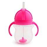 Munchkin Any Angle Weighted Straw Trainer Cup with Click Lock Lid, 7 Ounce, Pink