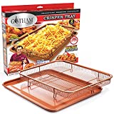 Gotham Steel Air Fryer Tray, Air Fryer Basket For Oven, 2 Piece Nonstick Copper Crisper Tray, Air Fry For Convection Oven, Also Great For Baking & Crispy Foods, Dishwasher Safe  Large, 12.5 x 9