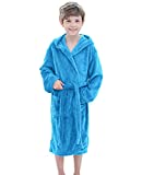 Toddler Boy Cover Up Boys Girls Bath Cover Ups,Solid Hooded Flannel Housecoat,M,blue,1-3 Years