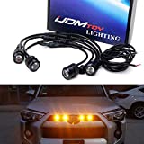 iJDMTOY 4pc Set 3W High Power LED Grille Mesh Mount Lighting Kit Compatible With Toyota FJ Cruiser 4Runner Tacoma etc., 2500K Amber Projector Lens Spot Beam LED Lights