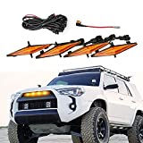 OXILAM LED Grille Lights Amber with Fuse Compatible with Toyota 4Runner TRD Pro Grille 2014 2015 2016 2017 2018 2019, Including SR5, TRD off-road, Limited (Amber Shell with Amber Light, 4PCS)