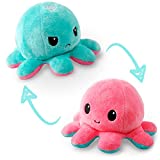 TeeTurtle | The Original Reversible Octopus Plushie | Patented Design | Light Pink + Light Blue | Happy + Angry | Show your mood without saying a word!