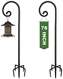 Artigarden Outdoor Shepherd Hooks 76 inch Tall for Bird Feeder (2 Packs), Adjustable Metal Garden Poles for Hanging Plants Solar Light Lantern, Bright Black