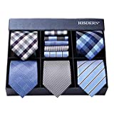 HISDERN Lot 5 PCS Classic Men's Silk Tie Set Necktie & Pocket Square with Gift Box,T5-s5,One Size